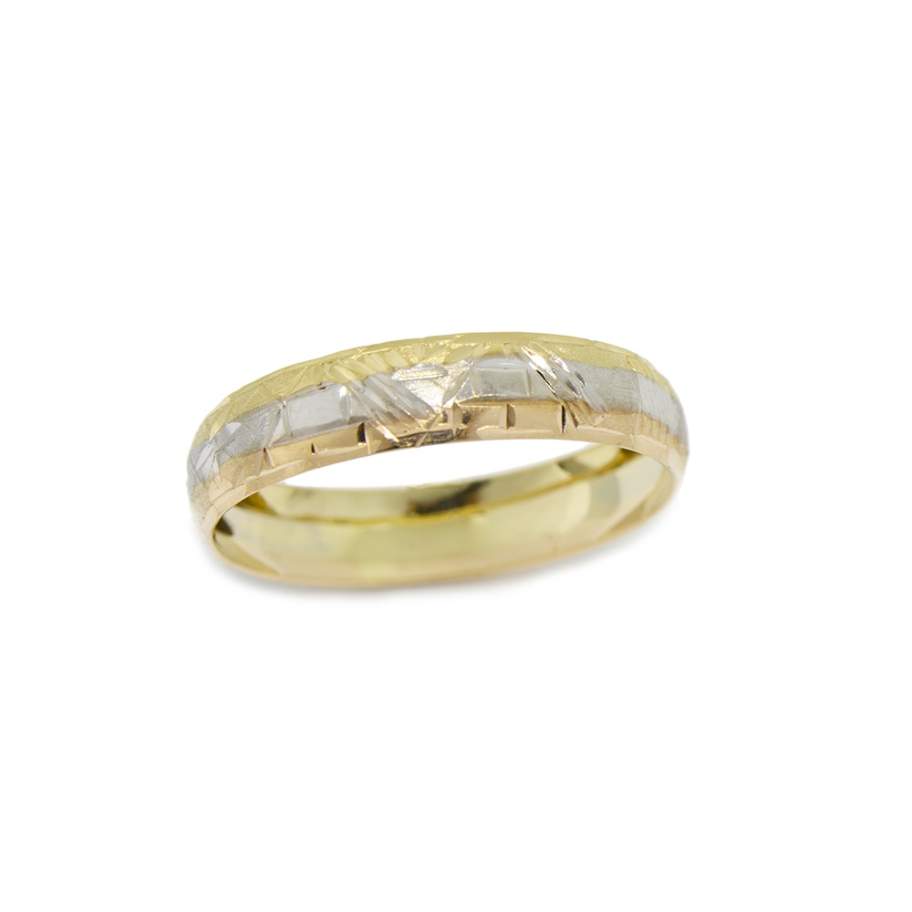 Anel Tricolor Pir�mede em Ouro 18 Kilates � 25264
